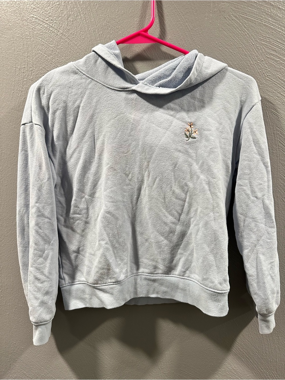 Cat & Jack Light Blue Girls' Hoodie with Small Floral Embroidery